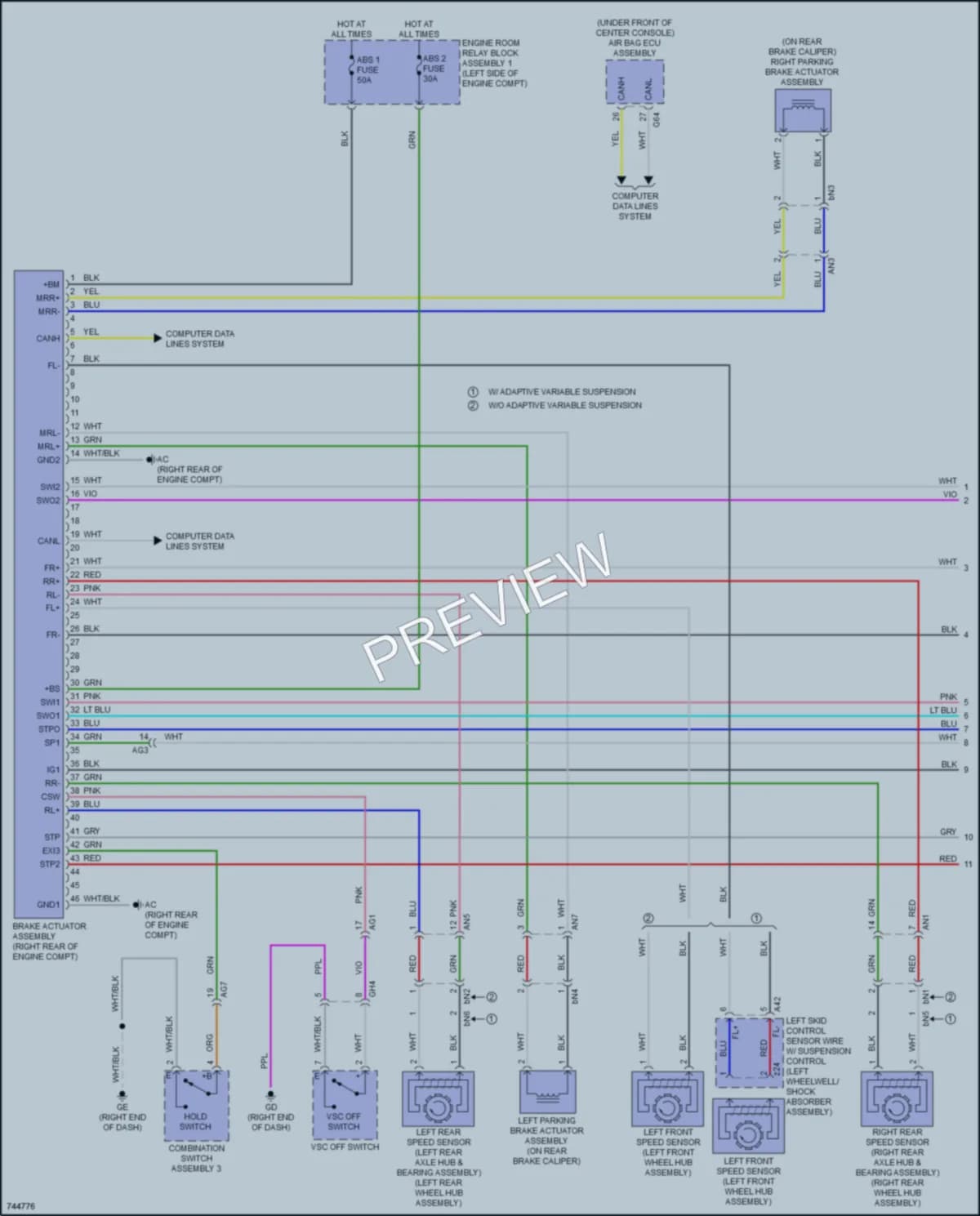 2021 Lexus ES350 Anti Lock Brakes wiring diagram preview