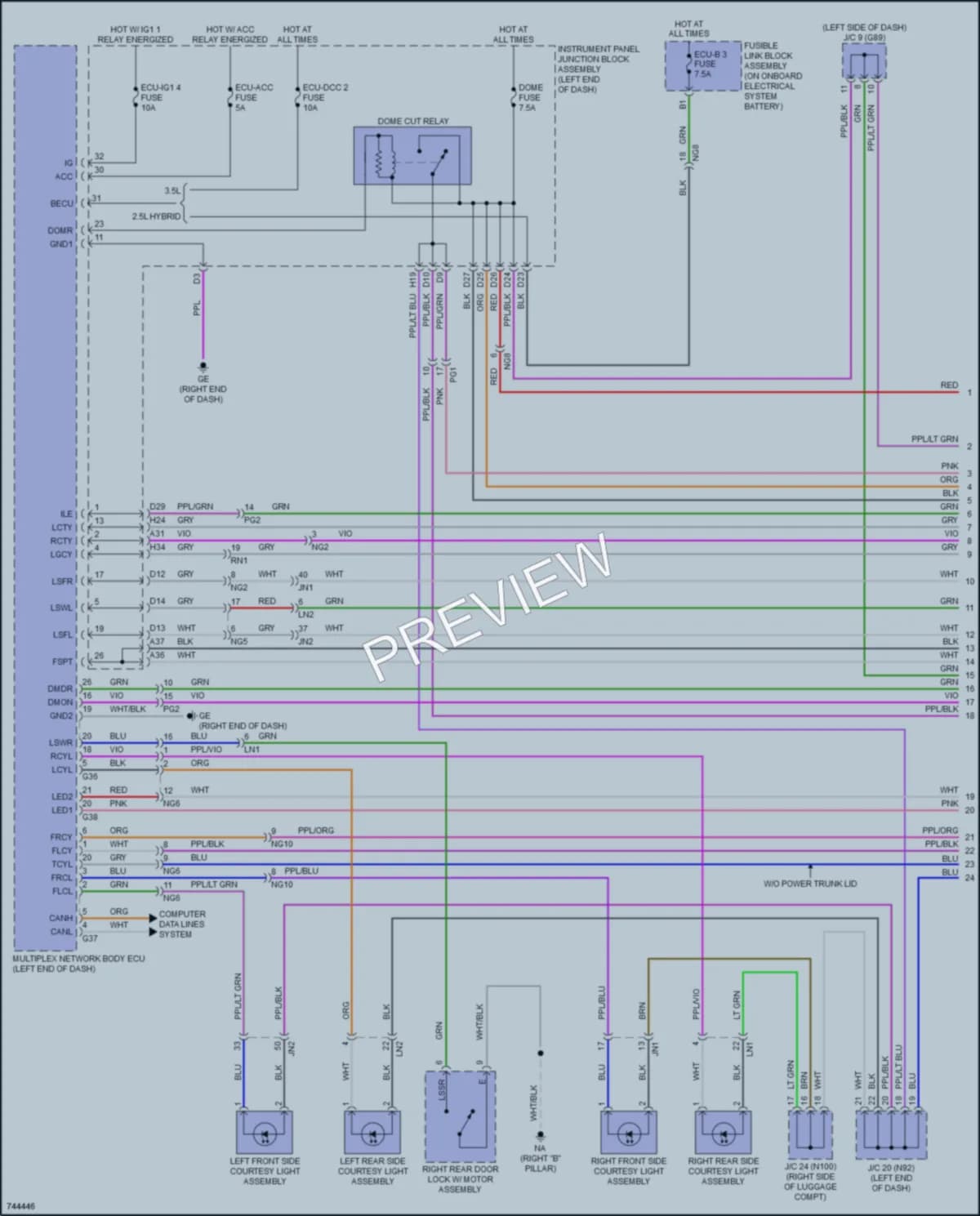 2021 Lexus ES350 Interior Lights wiring diagram preview
