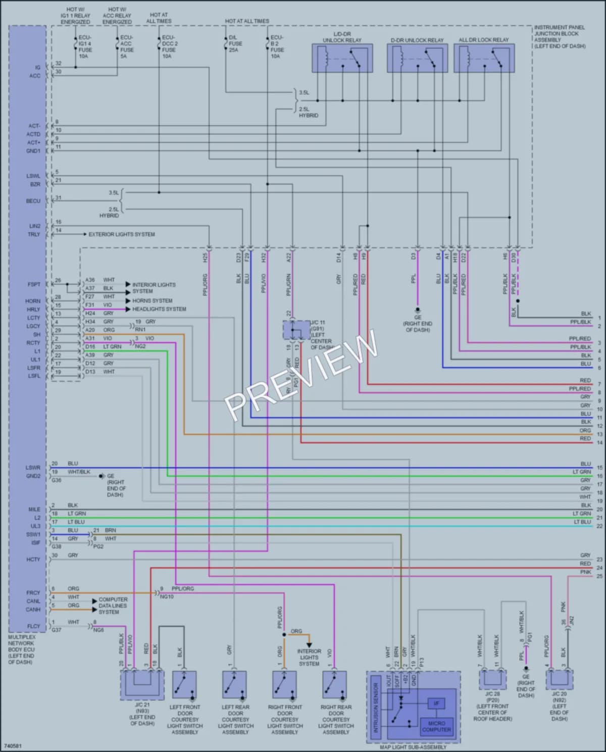 2021 Lexus ES350 Power Door Locks wiring diagram preview