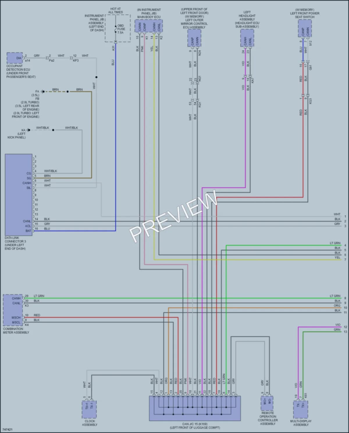 2021 Lexus IS300 Computer Data Lines wiring diagram preview