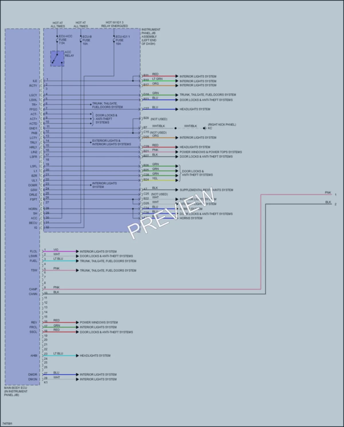 2021 Lexus IS350 Body Control Modules wiring diagram preview