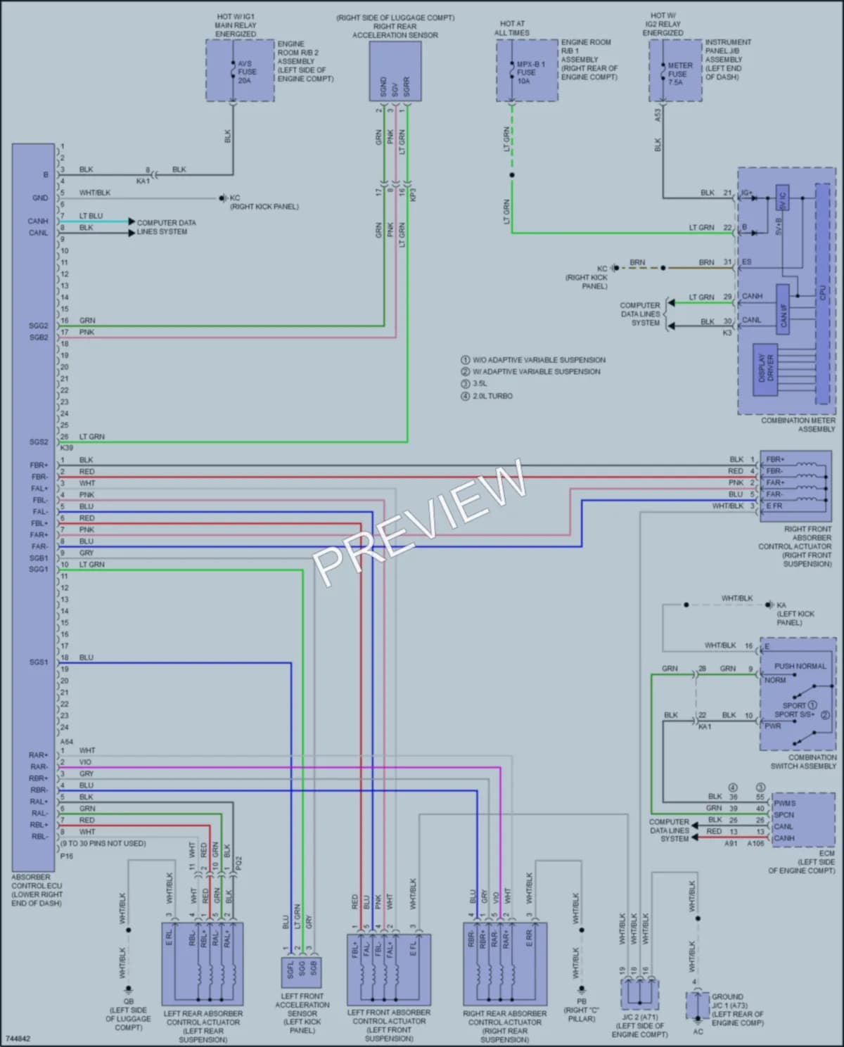 2021 Lexus IS350 Electronic Suspension wiring diagram preview