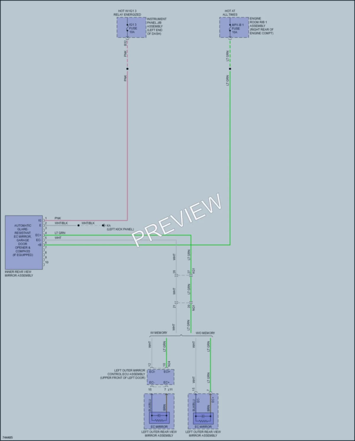2021 Lexus IS350 Power Mirrors wiring diagram preview