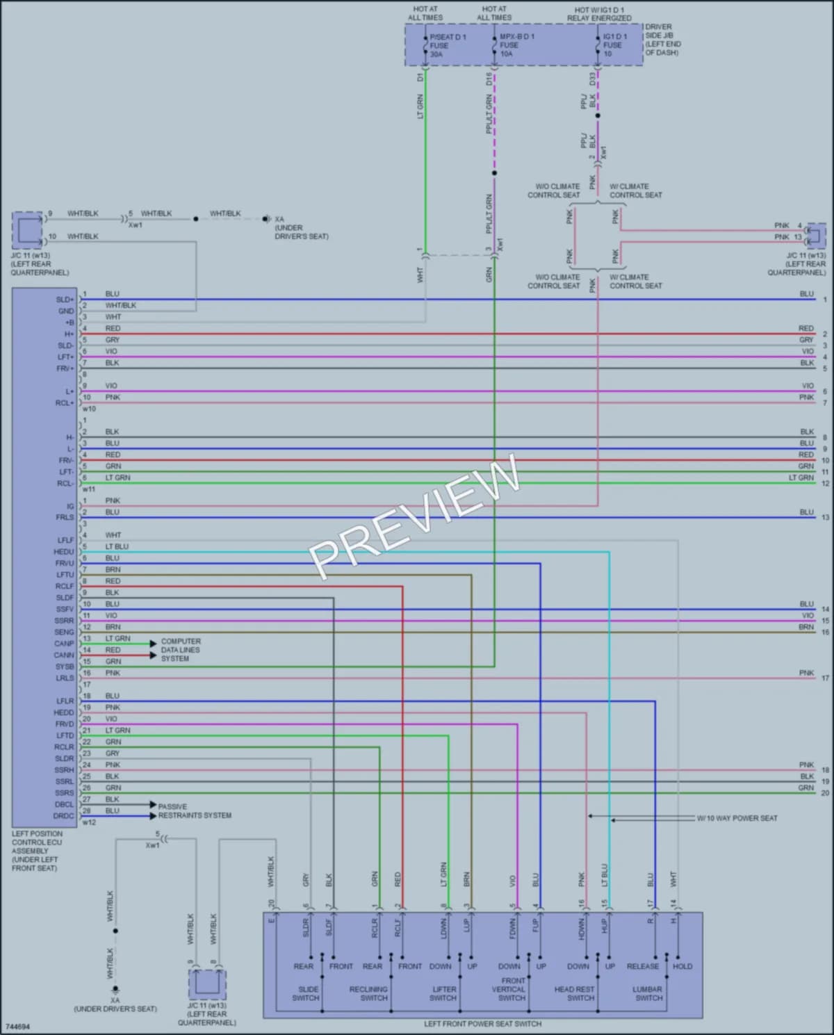 2021 Lexus LC500 Memory Systems wiring diagram preview