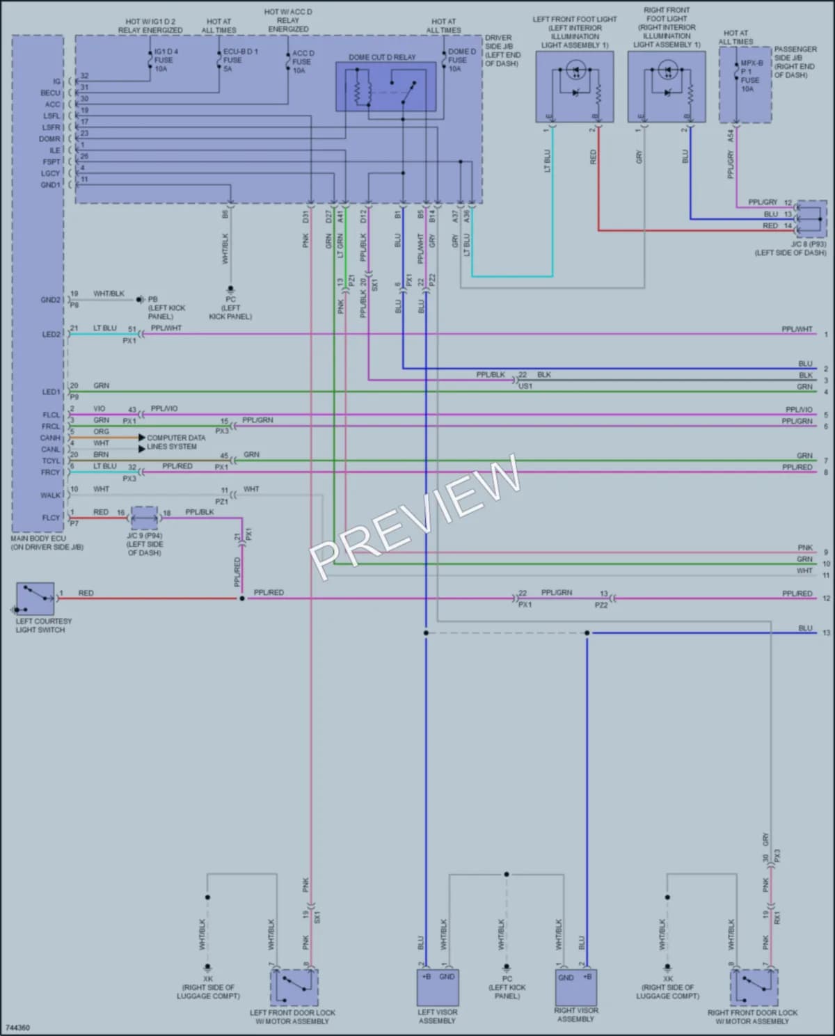 2021 Lexus LC500h Interior Lights wiring diagram preview