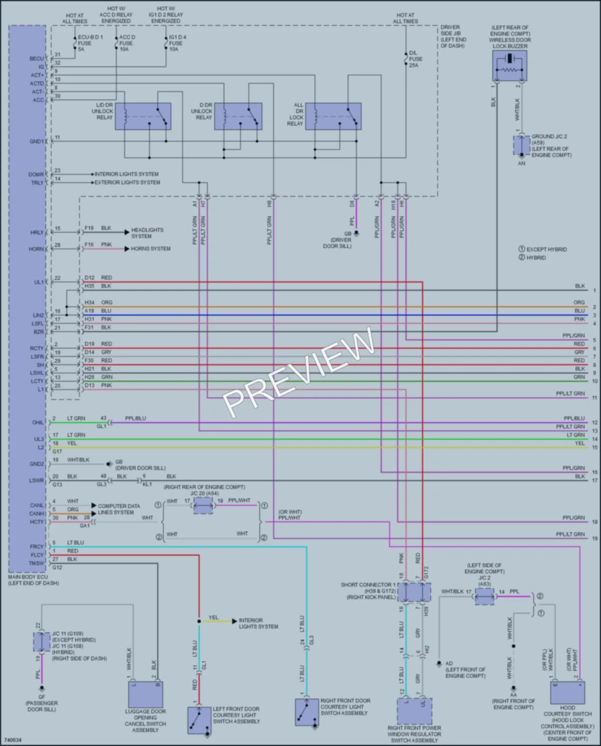 2021 Lexus LS500 Power Door Locks wiring diagram preview