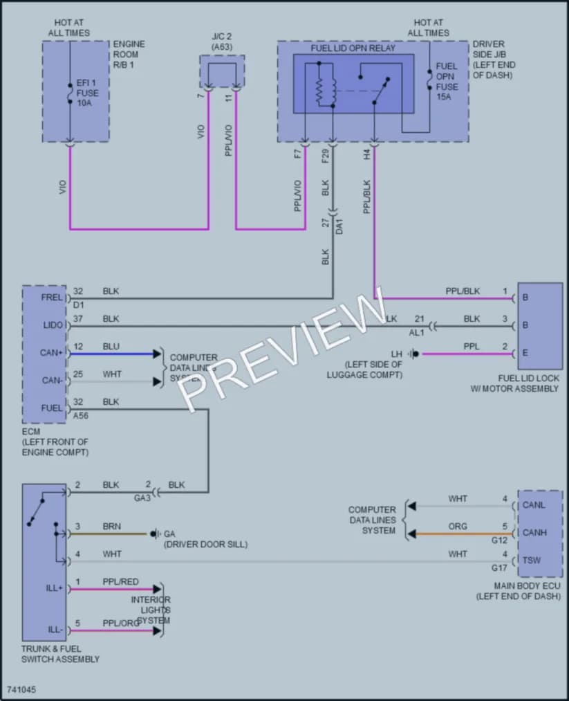 2021 Lexus LS500h Trunk Tailgate Fuel Door wiring diagram preview