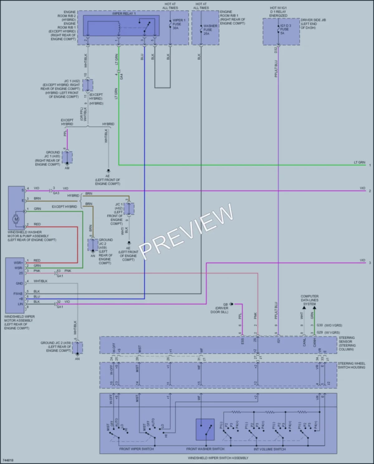 2021 Lexus LS500h Wiper Washer wiring diagram preview