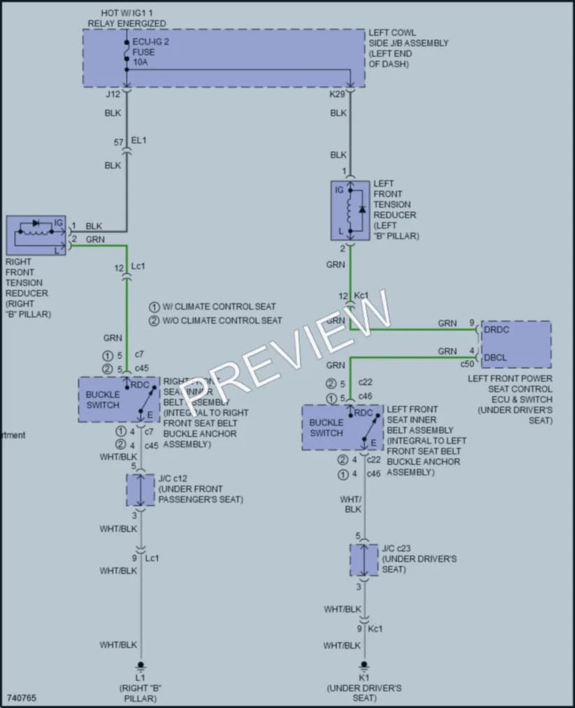 2021 Lexus LX570 Passive Restraints wiring diagram preview