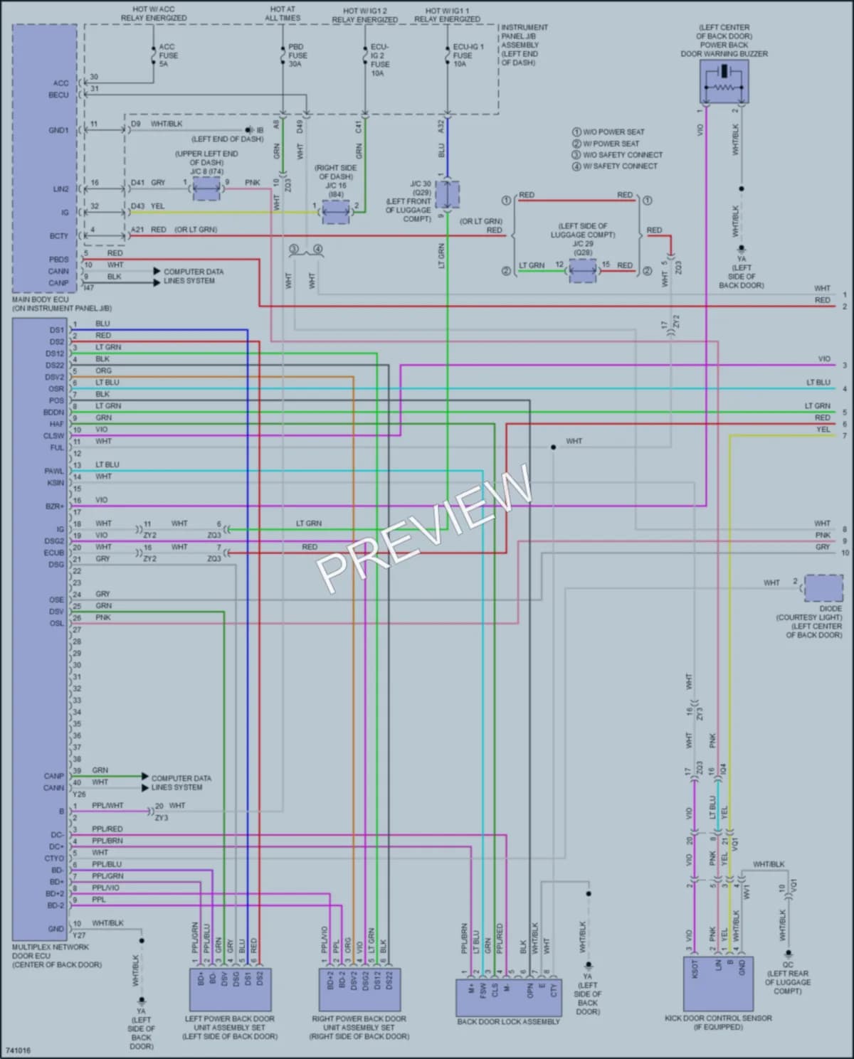 2021 Lexus NX300 Trunk Tailgate Fuel Door wiring diagram preview