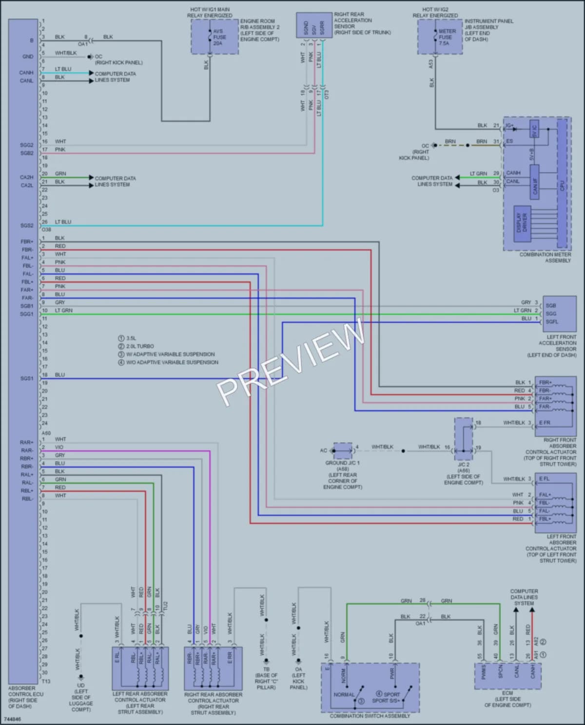 2021 Lexus RC350 Electronic Suspension wiring diagram preview