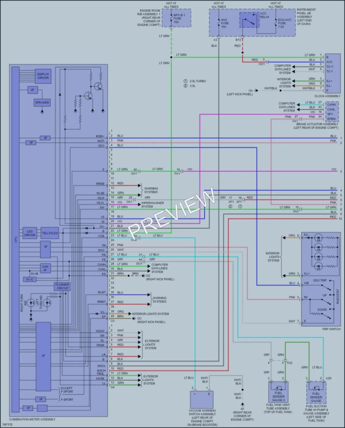 2021 Lexus RC350 Instrument Cluster wiring diagram preview