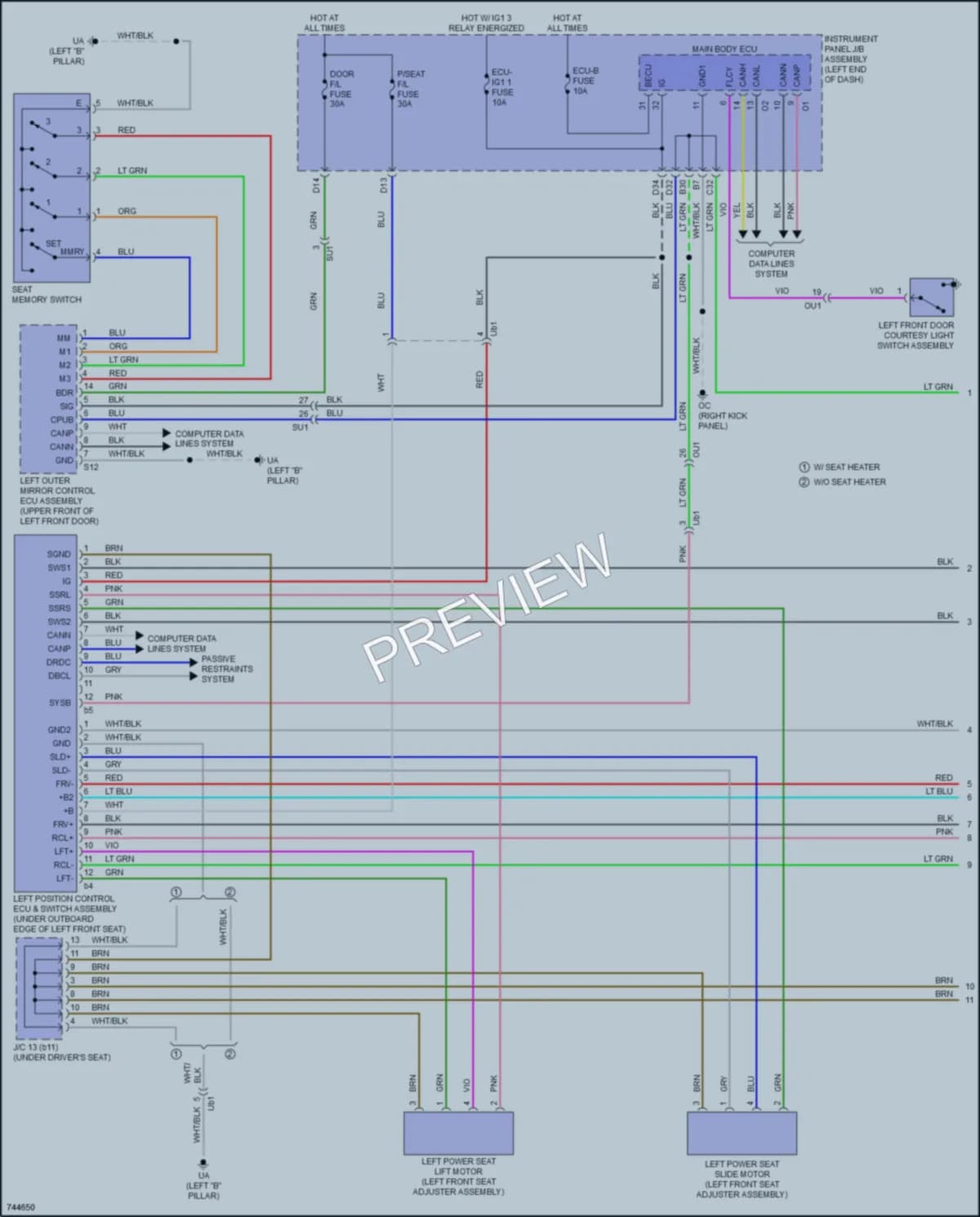 2021 Lexus RC350 Memory Systems wiring diagram preview