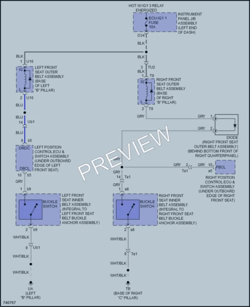 2021 Lexus RC350 Passive Restraints wiring diagram preview