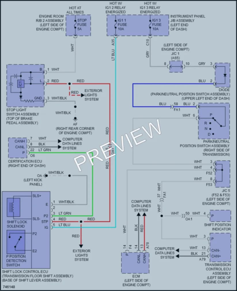 2021 Lexus RCF Shift Interlock wiring diagram preview