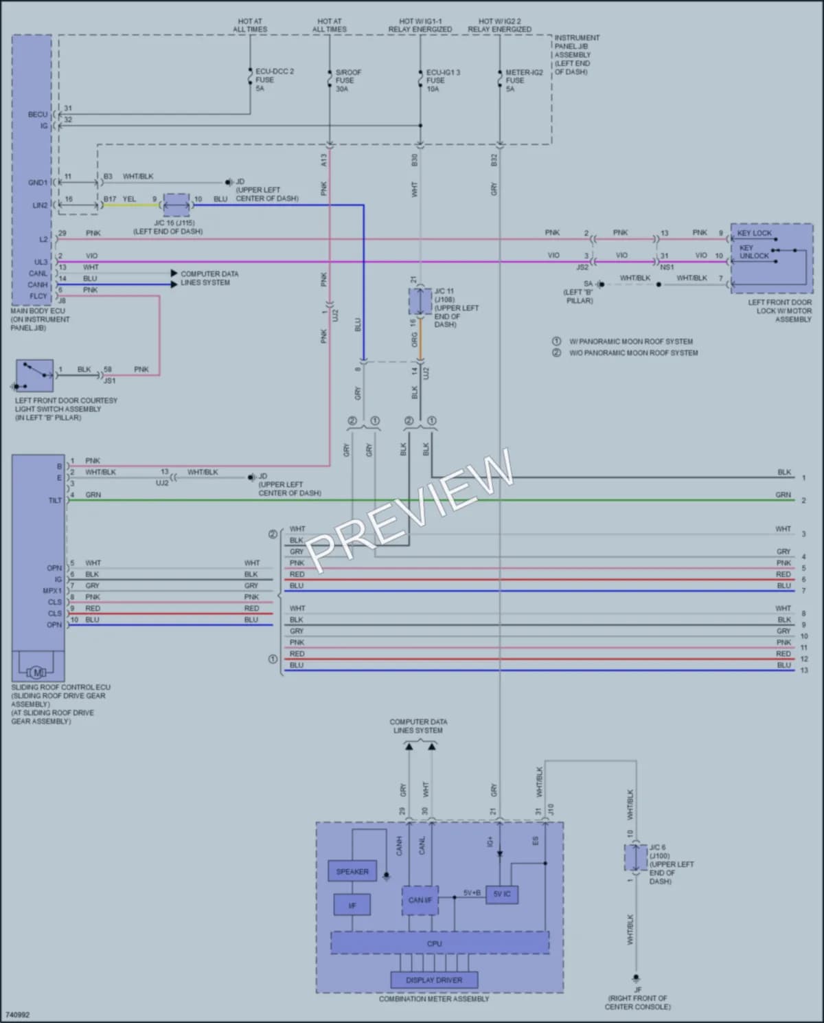 2021 Lexus RX350 Power Top Sunroof wiring diagram preview