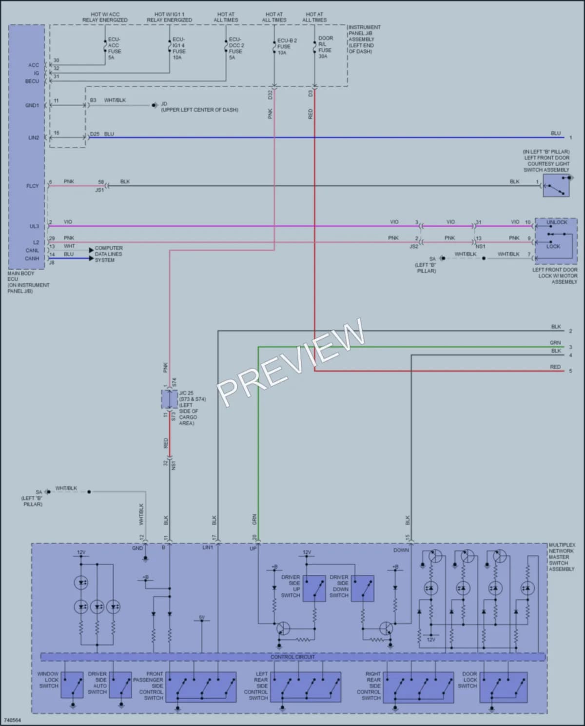 2021 Lexus RX350 Power Windows wiring diagram preview