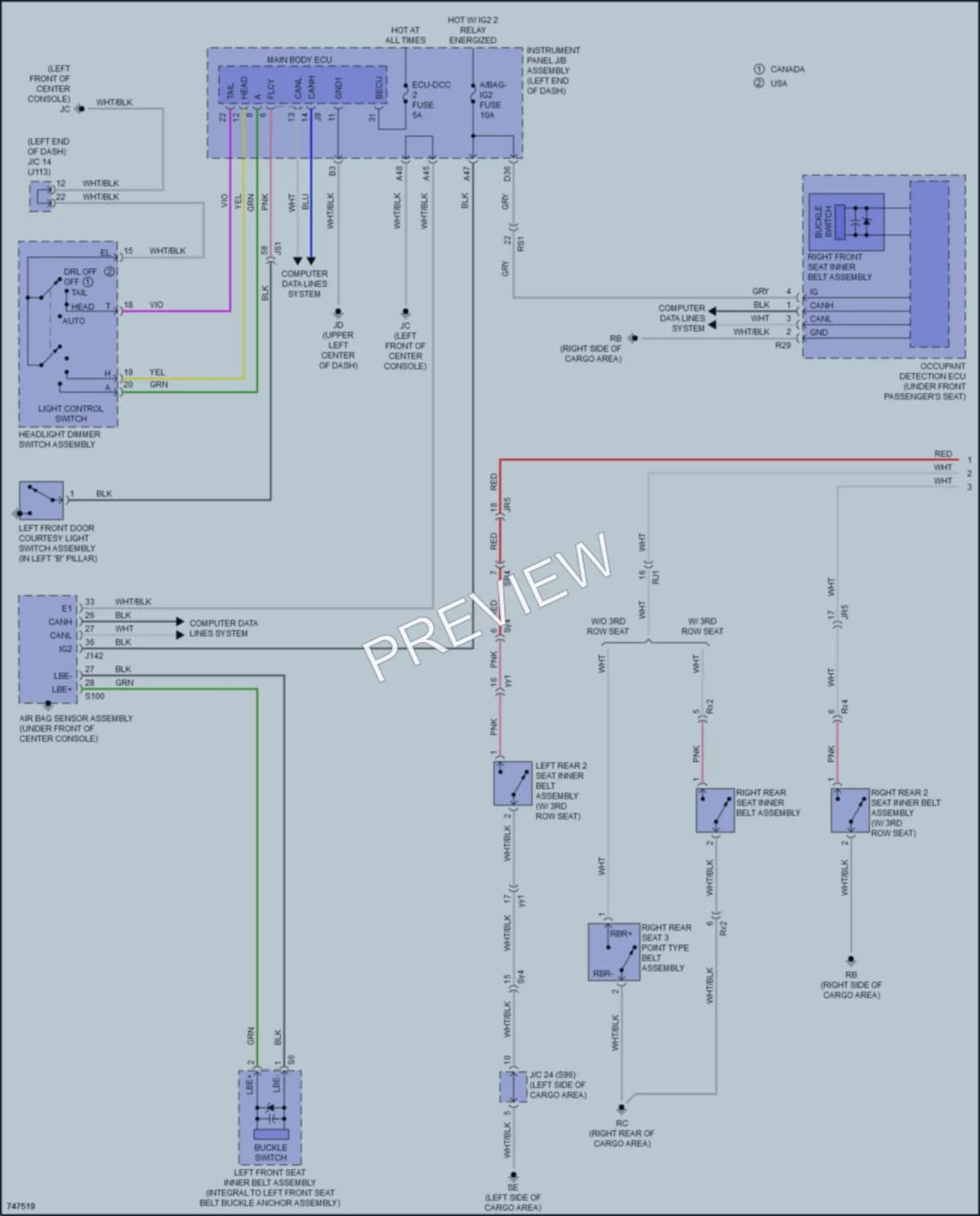 2021 Lexus RX350L Warning Systems wiring diagram preview