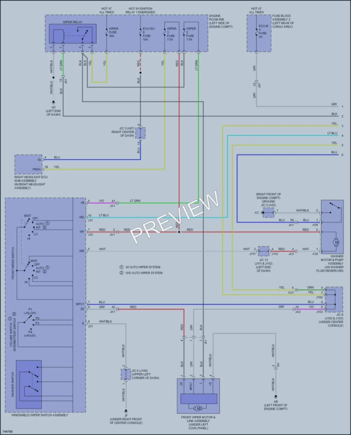 2021 Lexus RX450h Wiper Washer wiring diagram preview