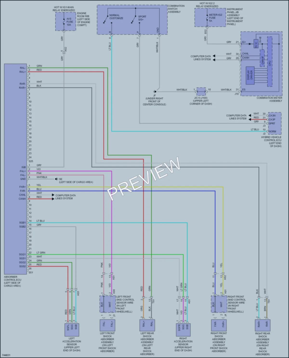 2021 Lexus RX450hL Electronic Suspension wiring diagram preview