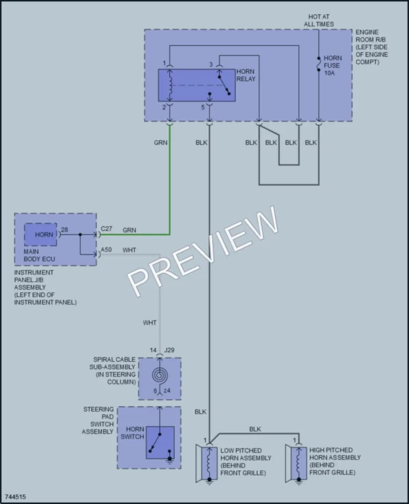 2021 Lexus RX450hL Horn wiring diagram preview