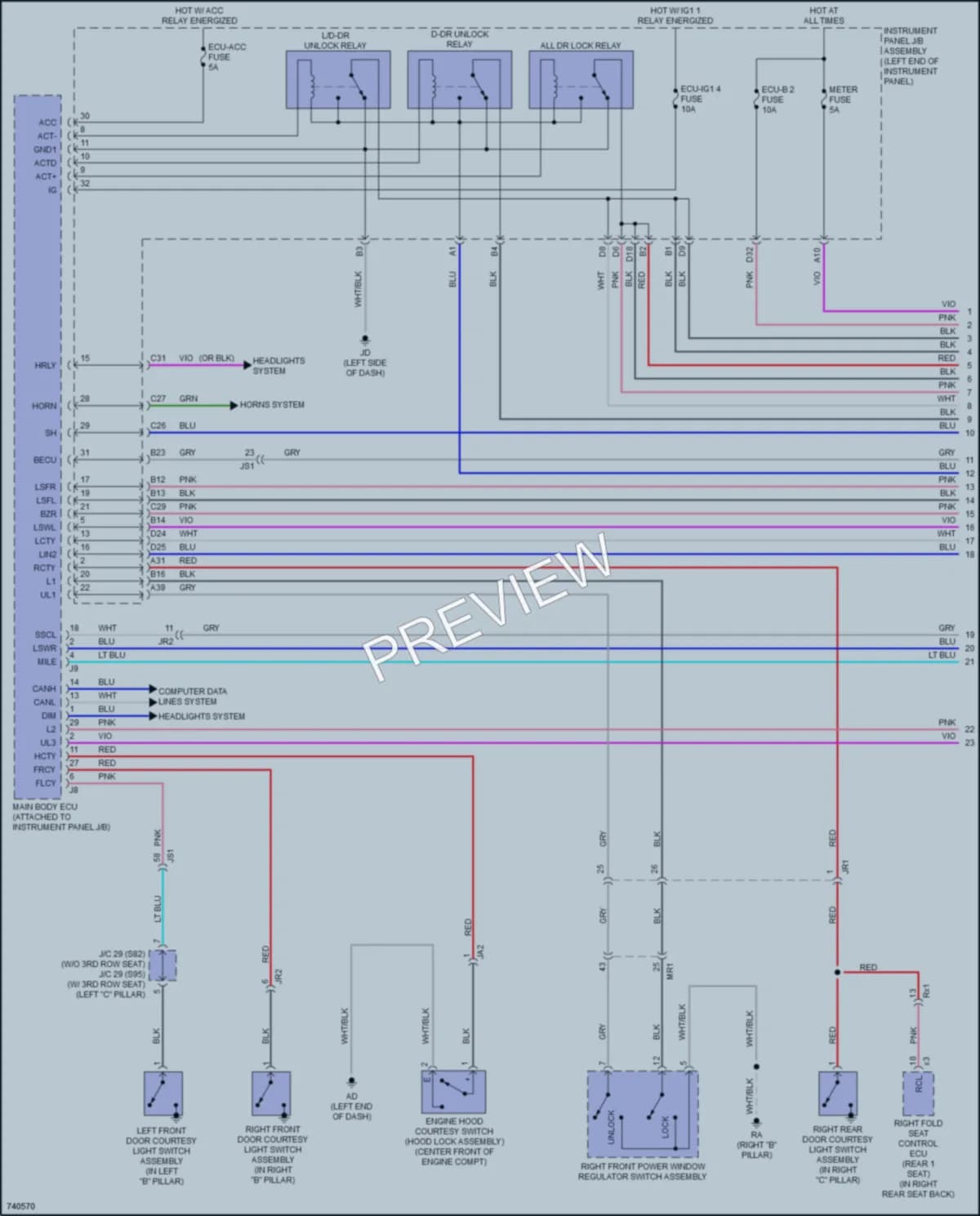 2021 Lexus RX450hL Power Door Locks wiring diagram preview