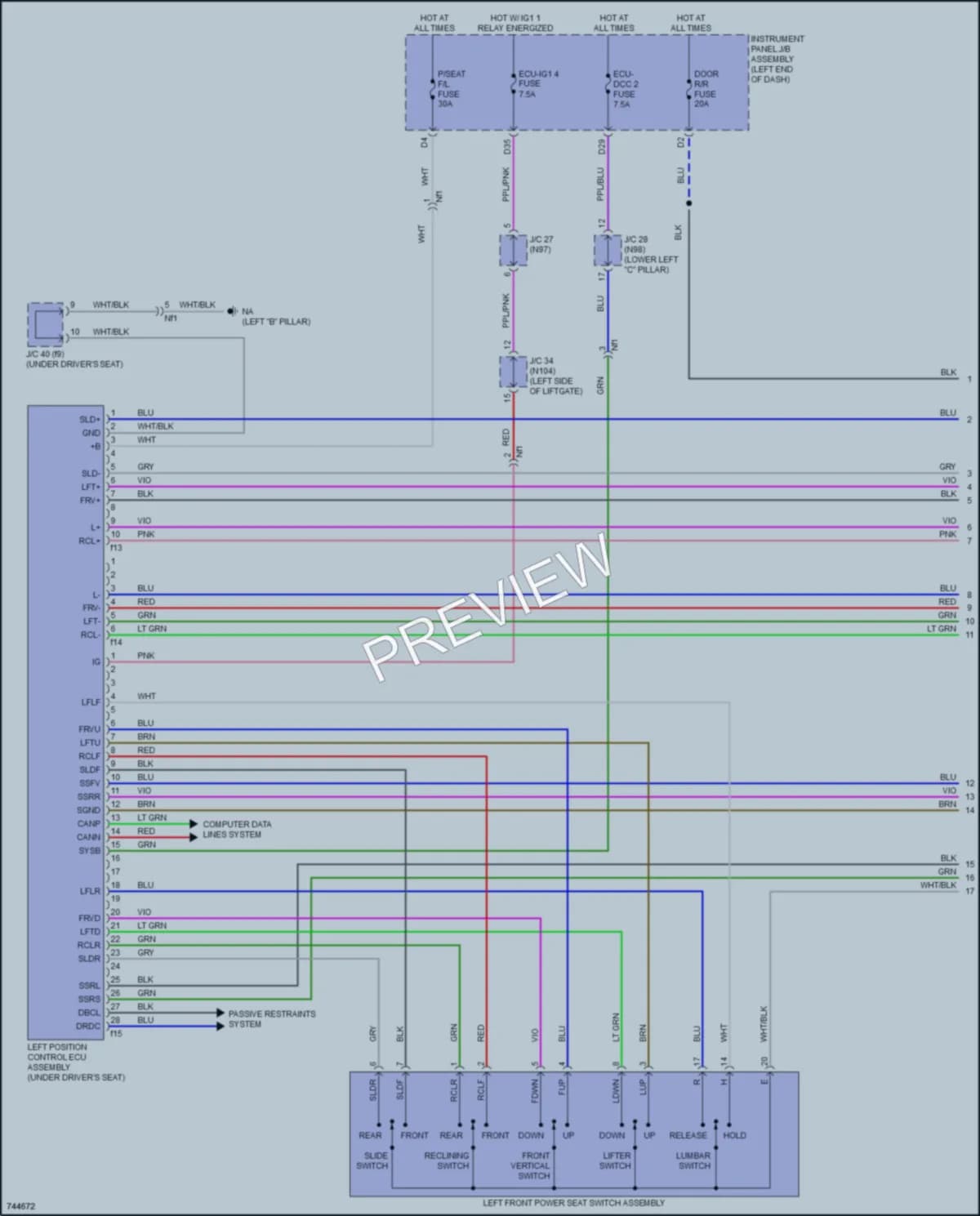 2021 Lexus UX200 Memory Systems wiring diagram preview