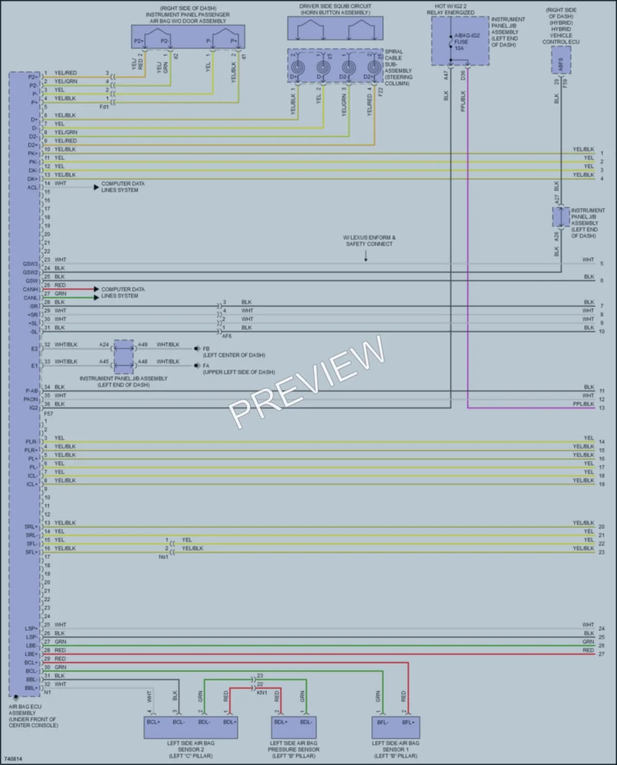 2021 Lexus UX200 Supplemental Restraints wiring diagram preview