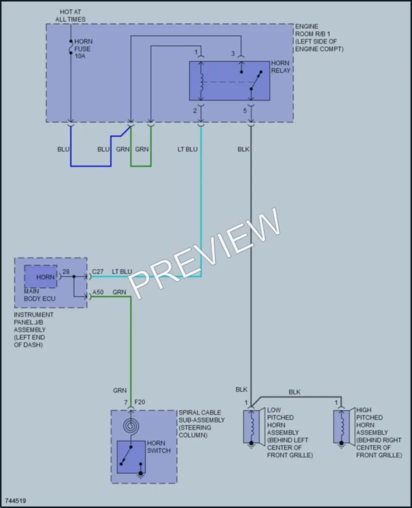 2021 Lexus UX250h Horn wiring diagram preview