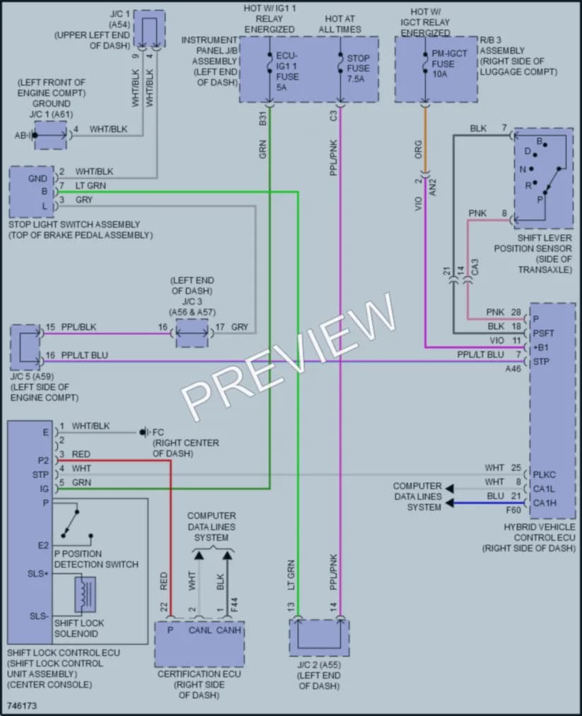 2021 Lexus UX250h Shift Interlock wiring diagram preview