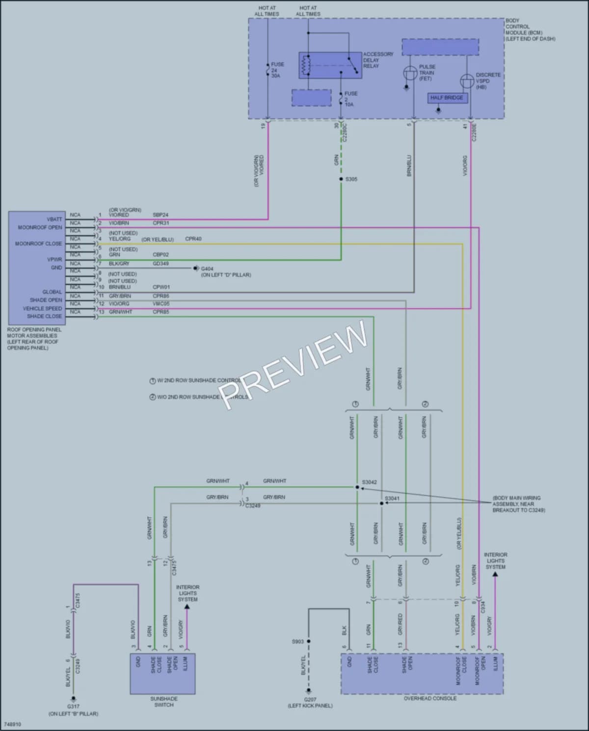 2021 Lincoln Aviator Power Top Sunroof wiring diagram preview