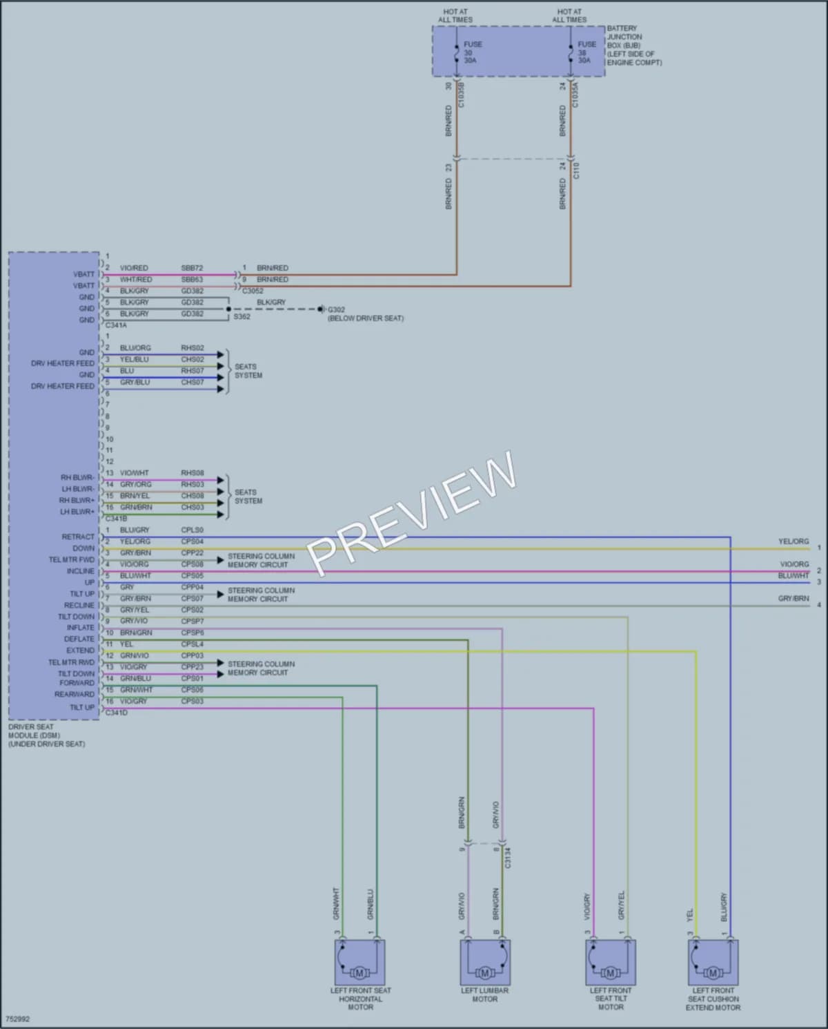 2021 Lincoln Corsair Memory Systems wiring diagram preview