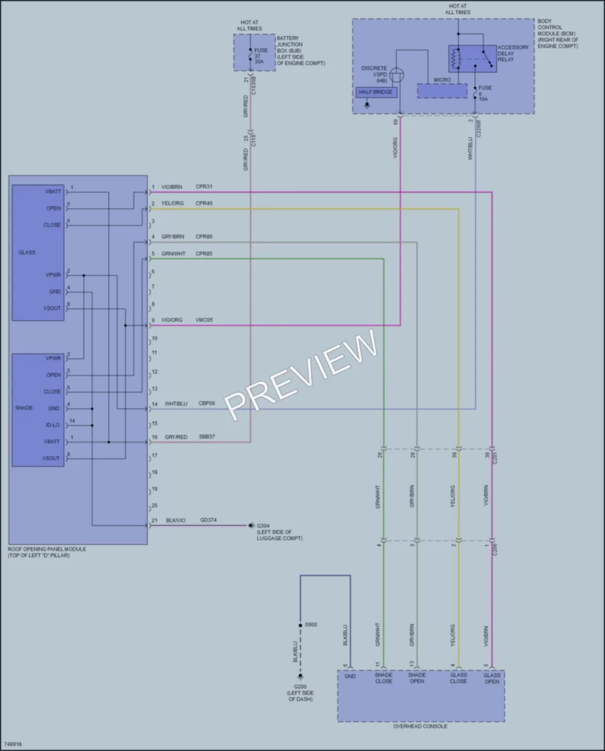 2021 Lincoln Corsair Power Top Sunroof wiring diagram preview