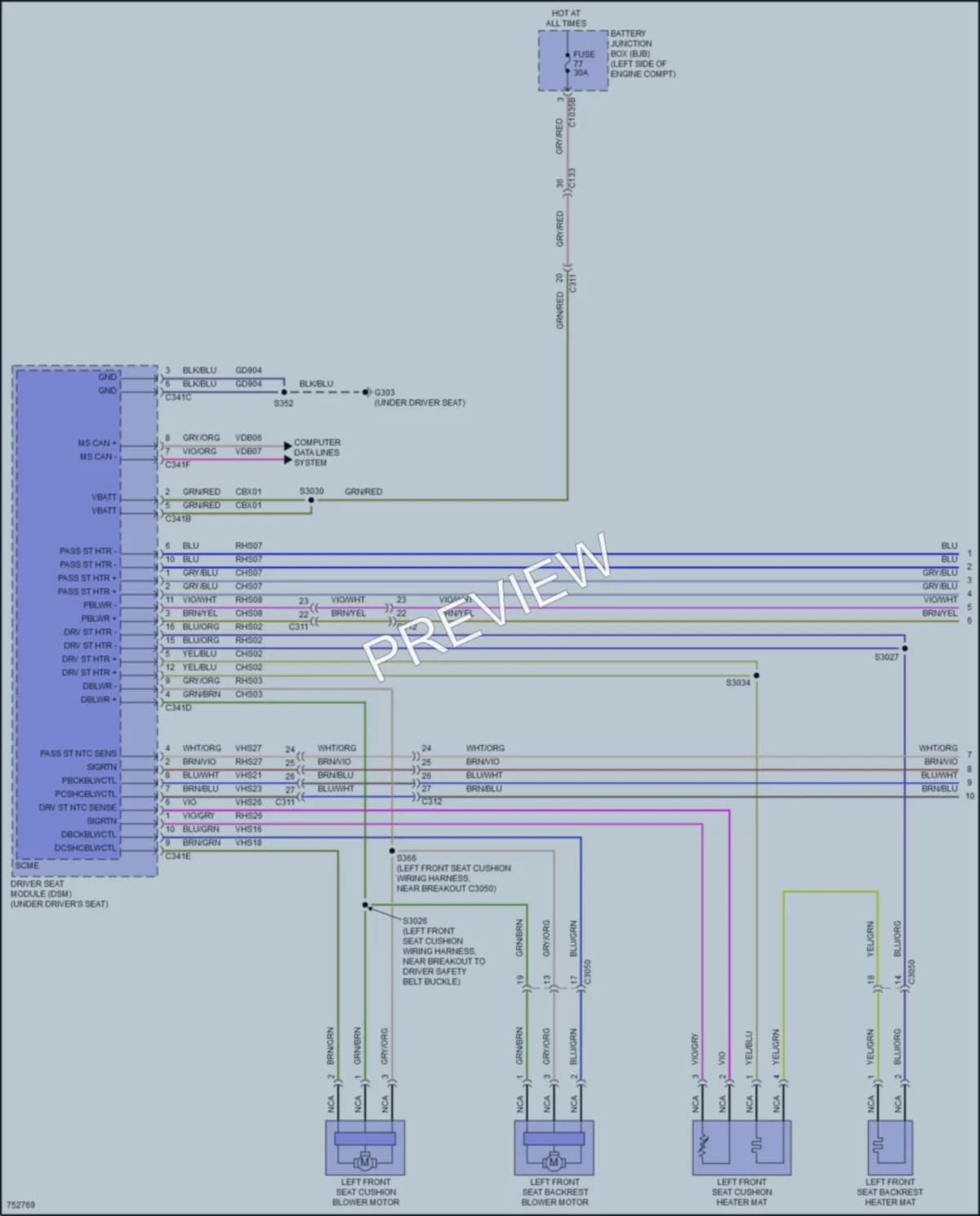 2021 Lincoln Nautilus Power Seats wiring diagram preview
