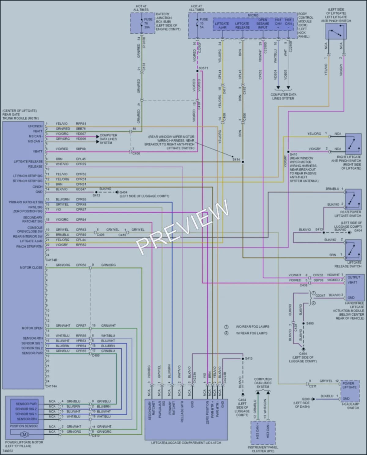 2021 Lincoln Nautilus Trunk Tailgate Fuel Door wiring diagram preview