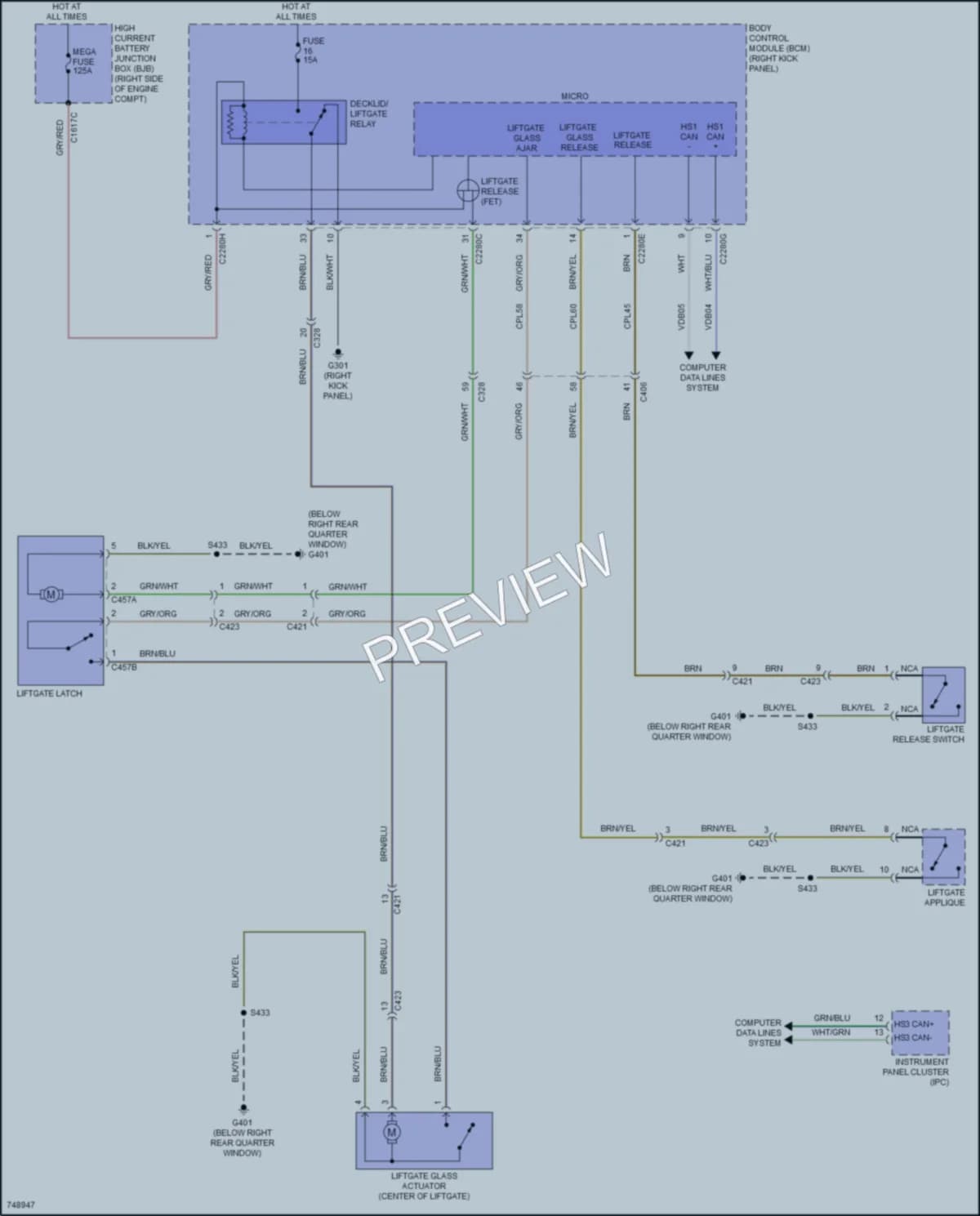 2021 Lincoln Navigator Trunk Tailgate Fuel Door wiring diagram preview