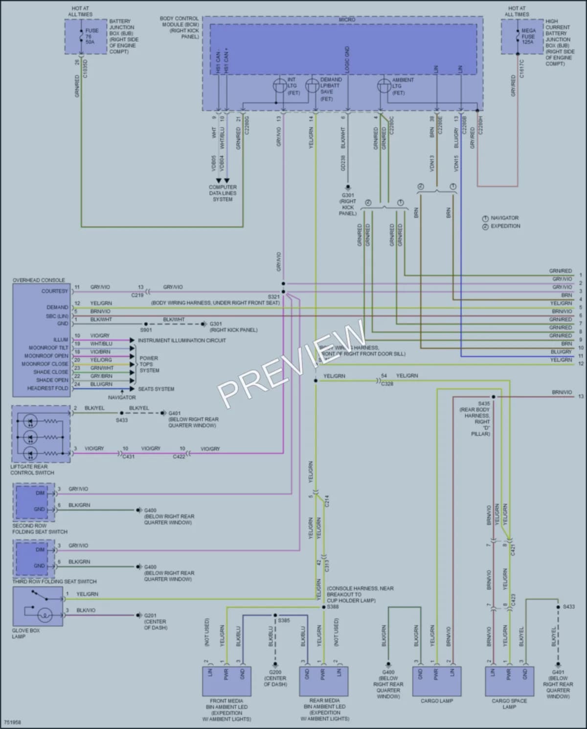 2021 Lincoln NavigatorL Interior Lights wiring diagram preview