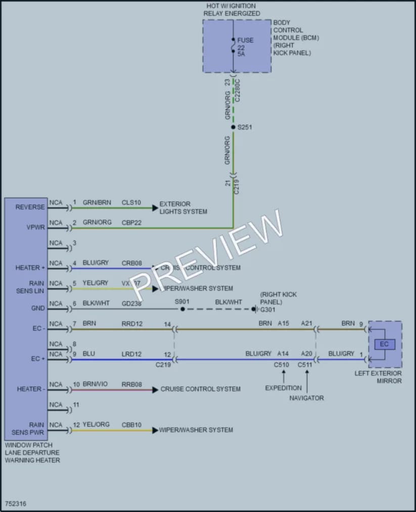 2021 Lincoln NavigatorL Power Mirrors wiring diagram preview