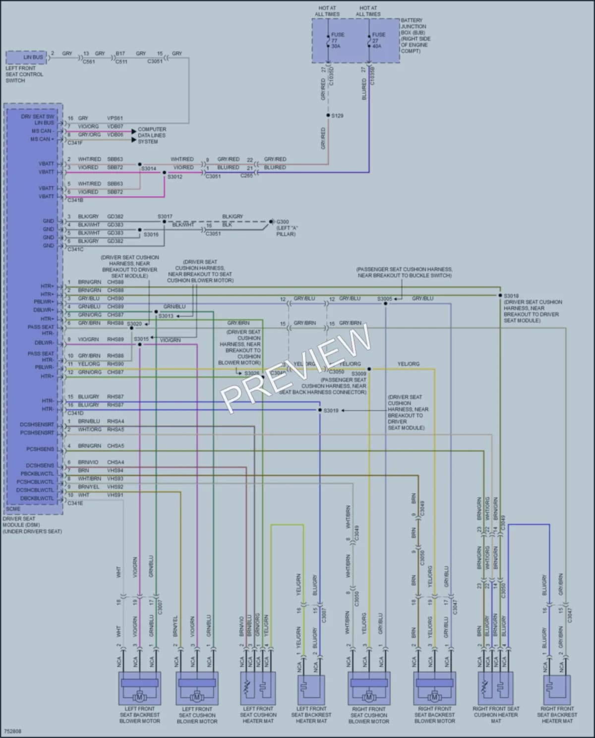2021 Lincoln NavigatorL Power Seats wiring diagram preview