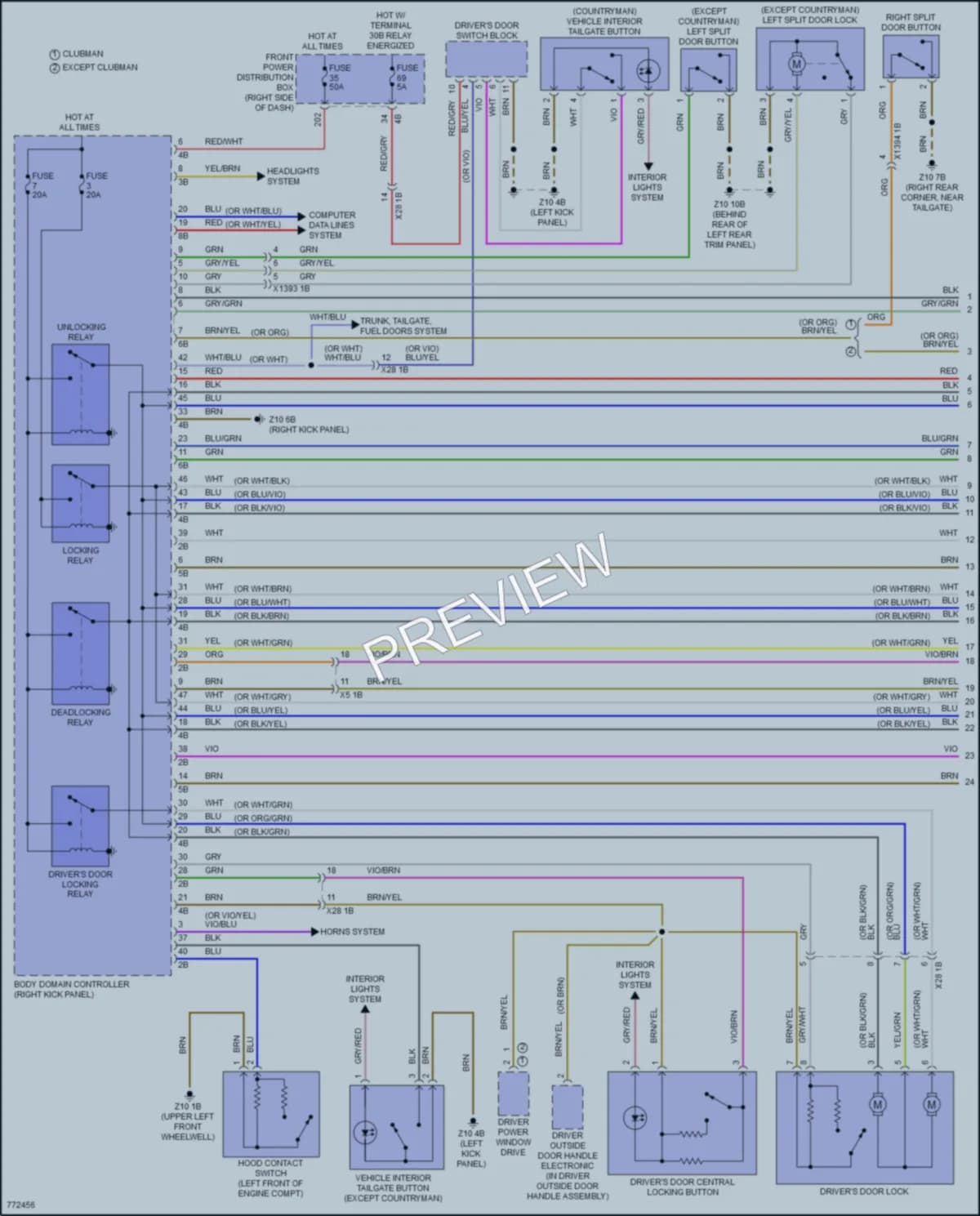 2021 MINI CooperClubman Power Door Locks wiring diagram preview