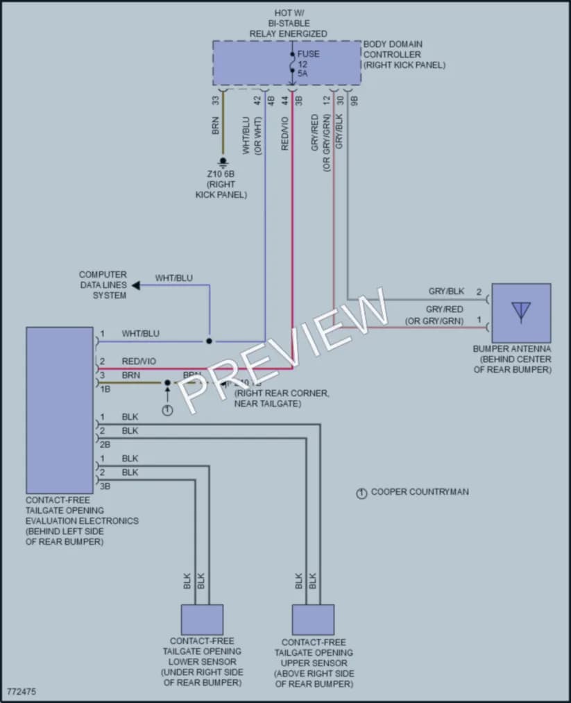 2021 MINI CooperClubman Trunk Tailgate Fuel Door wiring diagram preview