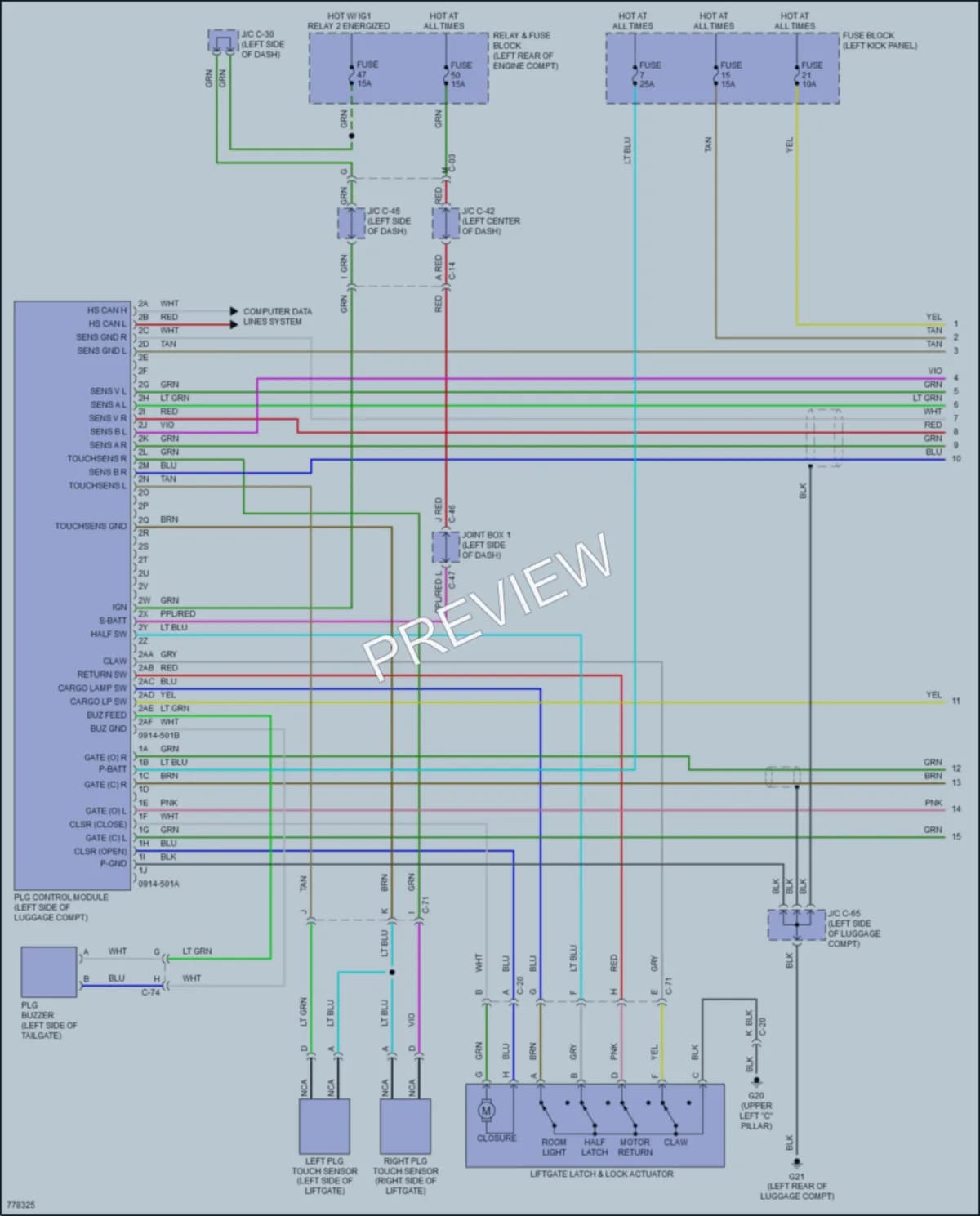 2021 Mazda CX30 Trunk Tailgate Fuel Door wiring diagram preview