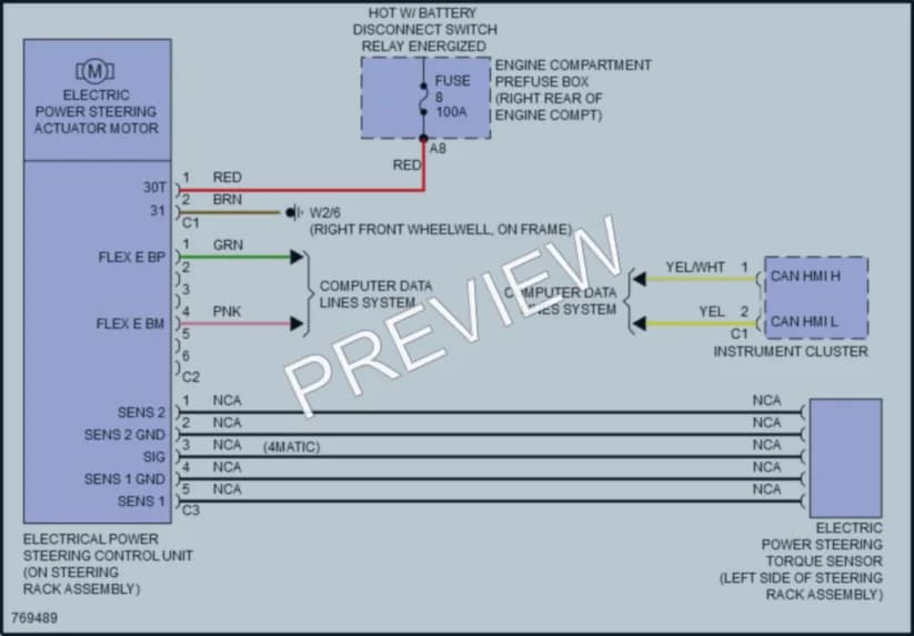 2021 MercedesBenz C300 Electronic Power Steering wiring diagram preview
