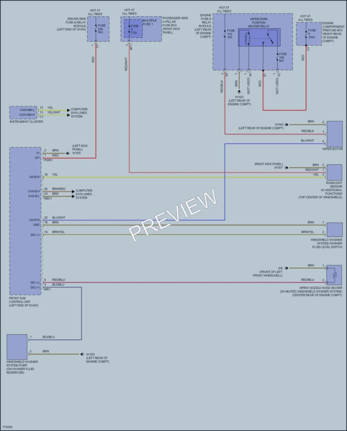 2021 MercedesBenz C300 Wiper Washer wiring diagram preview