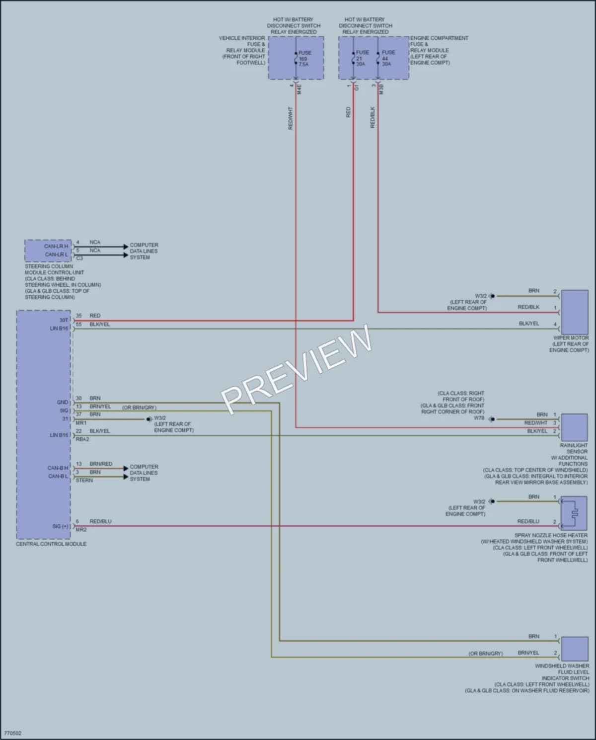 2021 MercedesBenz CLA250 Wiper Washer wiring diagram preview