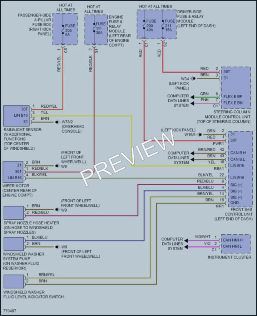 2021 MercedesBenz CLS450 Wiper Washer wiring diagram preview