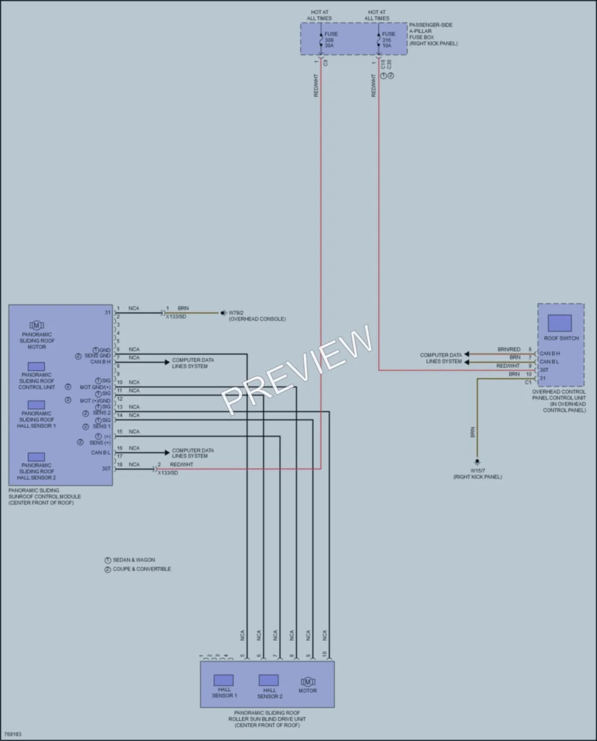 2021 MercedesBenz E350 Power Top Sunroof wiring diagram preview