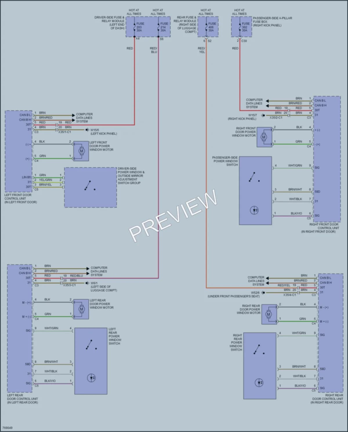 2021 MercedesBenz E350 Power Windows wiring diagram preview