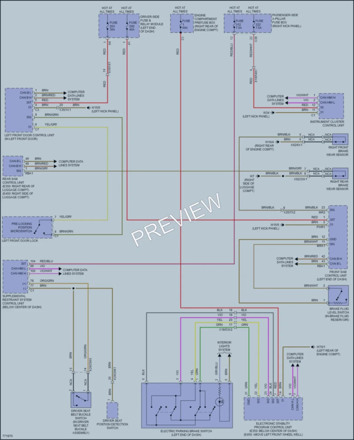 2021 MercedesBenz E350 Warning Systems wiring diagram preview