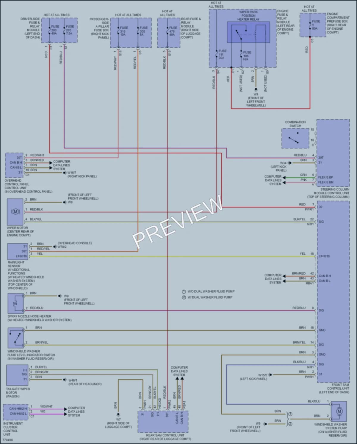 2021 MercedesBenz E350 Wiper Washer wiring diagram preview